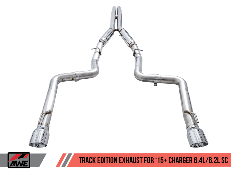 Load image into Gallery viewer, AWE Tuning 2015+ Dodge Charger 6.4L/6.2L Supercharged Track Edition Exhaust - Chrome Silver Tips
