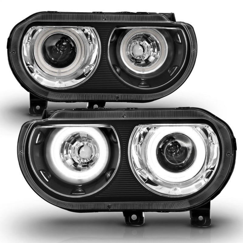 Load image into Gallery viewer, ANZO 2008-2014 Dodge Challenger Projector Headlights w/ Halo Black (CCFL)
