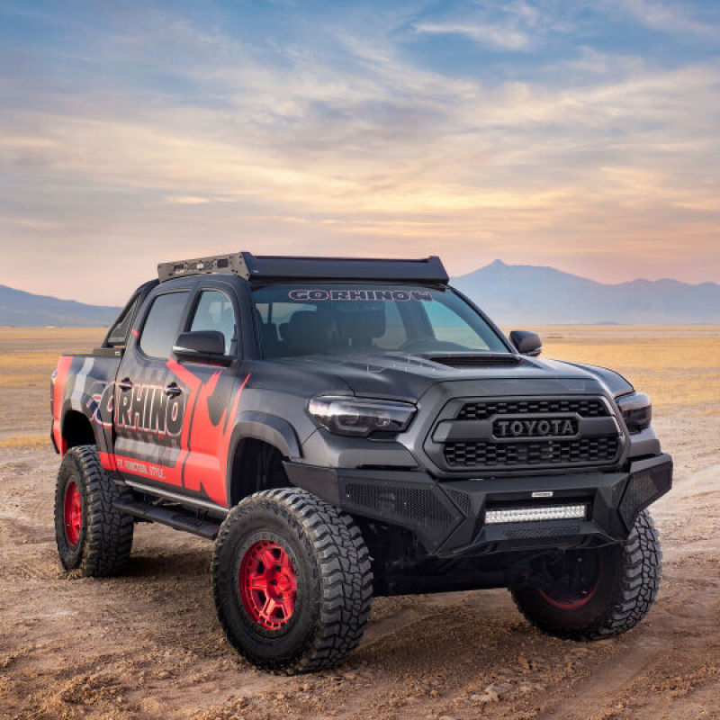 Load image into Gallery viewer, Go Rhino 16-21 Tacoma Element Front Bumper w/ Power Actuated Hide-away Light Bar Mount Tex Black
