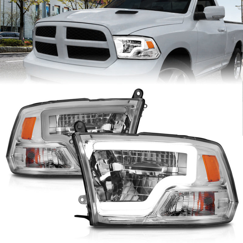 Load image into Gallery viewer, ANZO 2009-2020 Dodge Ram 1500 Full LED Square Projector Headlights w/ Chrome Housing Chrome Amber
