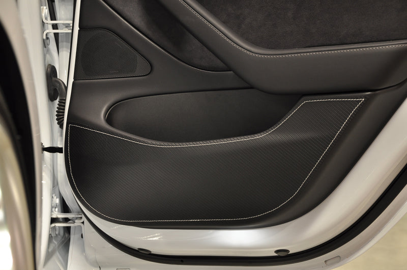 Load image into Gallery viewer, Revel GT Design Kick Panel Cover (White Stitch) 16-19 Tesla Model 3 - 4 Pieces
