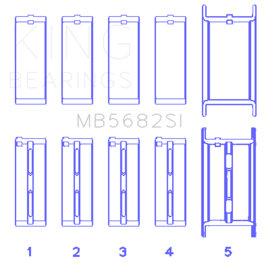 King Engine Bearings gm 496ci/8.1L 16v (Size STD) Performance Main Bearing Set