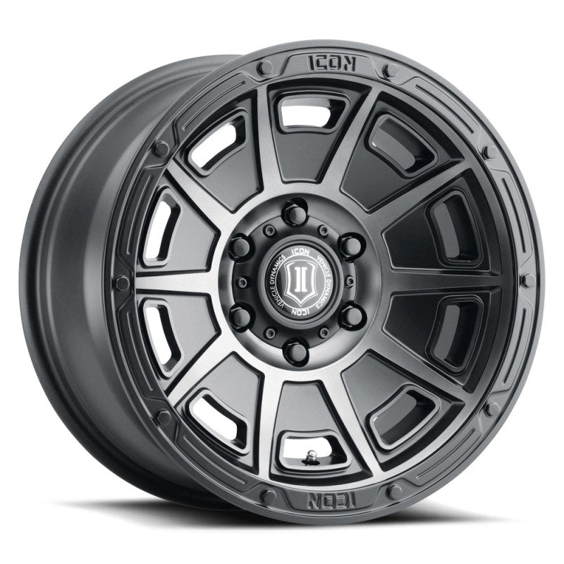 Load image into Gallery viewer, ICON Victory 17x8.5 6x5.5 0mm Offset 4.75in BS Smoked Satin Black Tint Wheel

