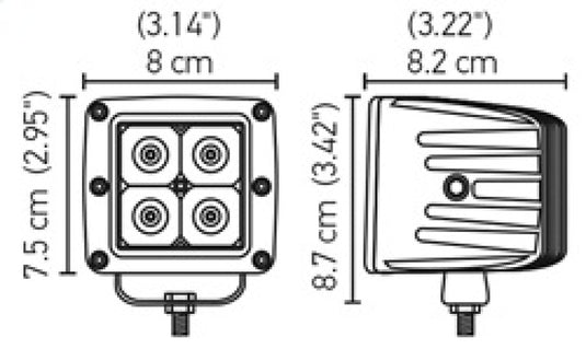 Hella HVF Cube 4 LED Off Road Kit - 3.1in 12W Flood Beam