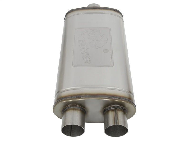 Load image into Gallery viewer, aFe MACHForce XP SS Muffler 3in Center Inlet / 3in Offset Outlet 22in L x 11in W x 6in H Body

