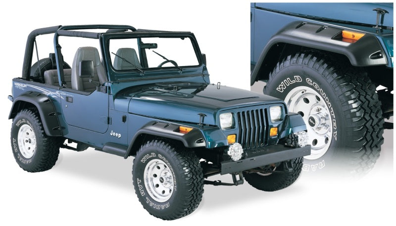 Load image into Gallery viewer, Bushwacker 87-95 Jeep Wrangler Cutout Style Flares 4pc Cutting Optional Not Renegade - Black
