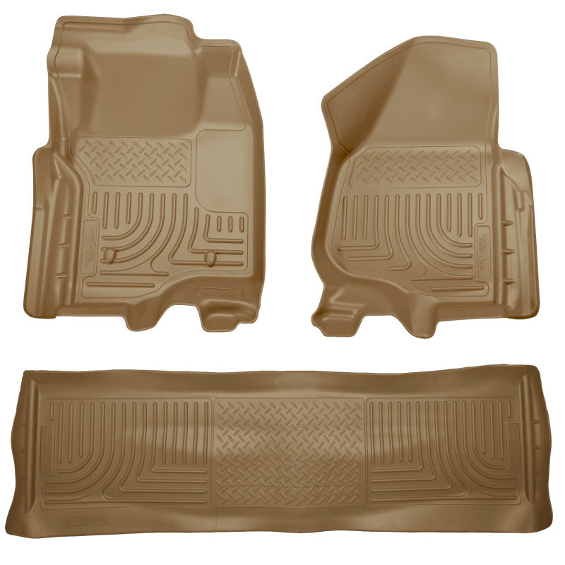 Load image into Gallery viewer, Husky Liners 11-12 Ford SD Crew Cab WeatherBeater Combo Tan Floor Liners (w/o Manual Trans Case)
