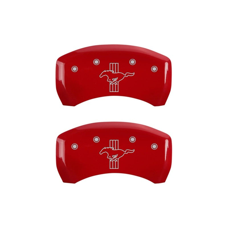 Load image into Gallery viewer, MGP Rear set 2 Caliper Covers Engraved Rear 2015/Bar &amp; Pony Red finish silver ch
