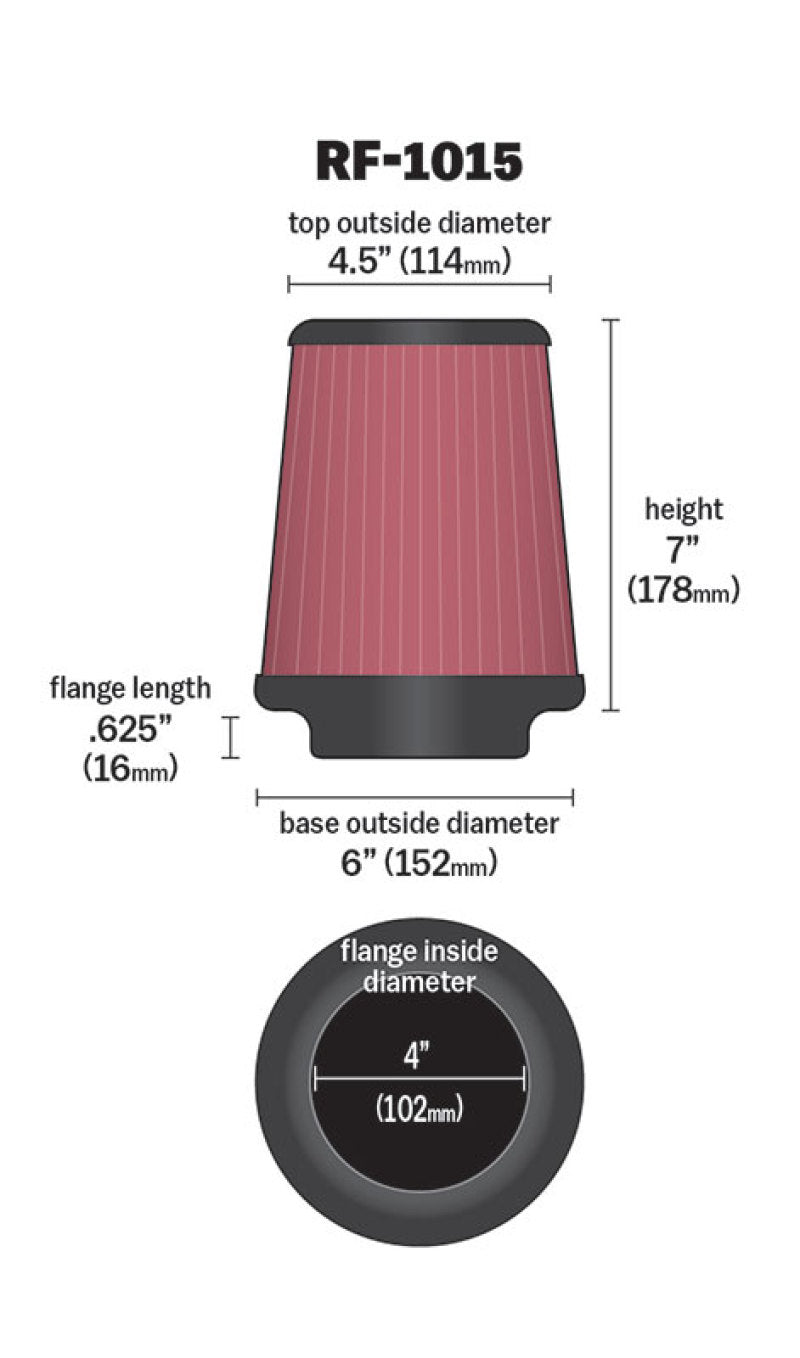 Load image into Gallery viewer, K&amp;N 6 inch OD-Base 4 1/2 inch OD-Top 7 Inch H Round Tapered Universal Air Filter
