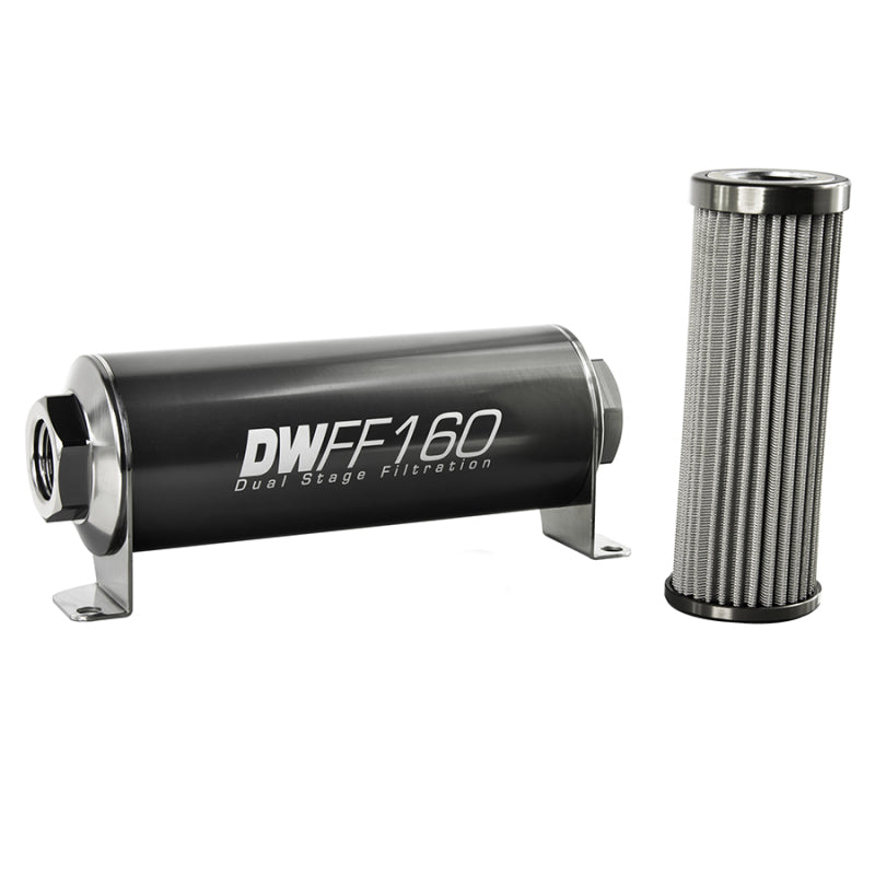 Load image into Gallery viewer, DeatschWerks Stainless Steel 10AN 100 Micron Universal Inline Fuel Filter Housing Kit (160mm)
