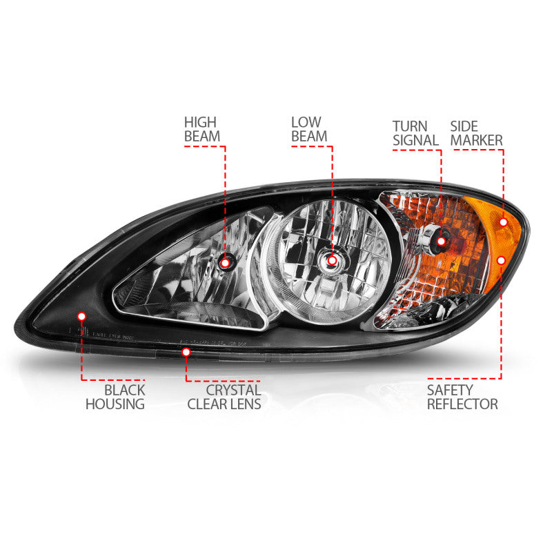 Load image into Gallery viewer, ANZO 2008-2016 International Prostar Crystal Headlights Black Housing (OE Replacement)
