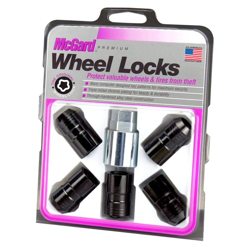 Load image into Gallery viewer, McGard Wheel Lock Nut Set - 5pk. (Cone Seat) M14X1.5 / 22mm Hex / 1.639in OAL - Black
