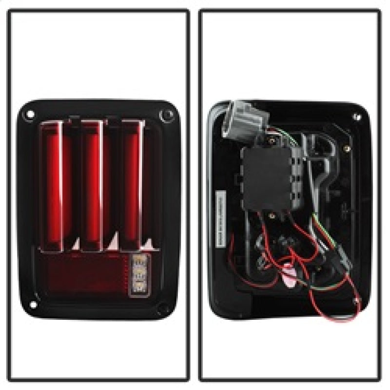 Load image into Gallery viewer, Spyder 07-16 Jeep Wrangler Version 2 Light Bar LED Tail Lights - Red Clear (ALT-YD-JWA07V2-LBLED-RC)
