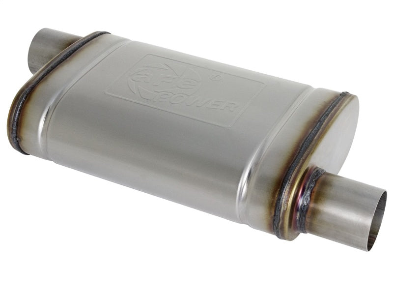Load image into Gallery viewer, aFe MACH Force-Xp 409 SS Muffler 2.5in Offset Inlet/2.5in Offset Outlet 14in L x 9in W x 4in H Body
