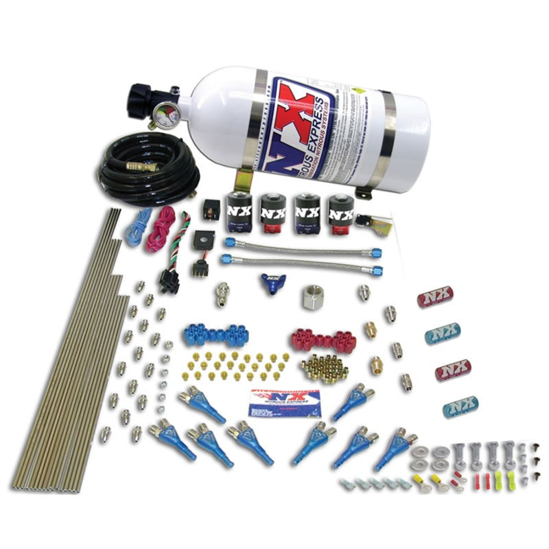Load image into Gallery viewer, Nitrous Express Street Shark Gas 4 Solenoids Nitrous Kit (100-150-250HP) w/15lb Bottle

