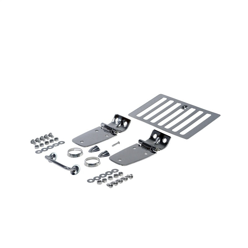 Load image into Gallery viewer, Rugged Ridge 98-06 Jeep Wrangler Stainless Steel Complete Hood Dress Up Kit
