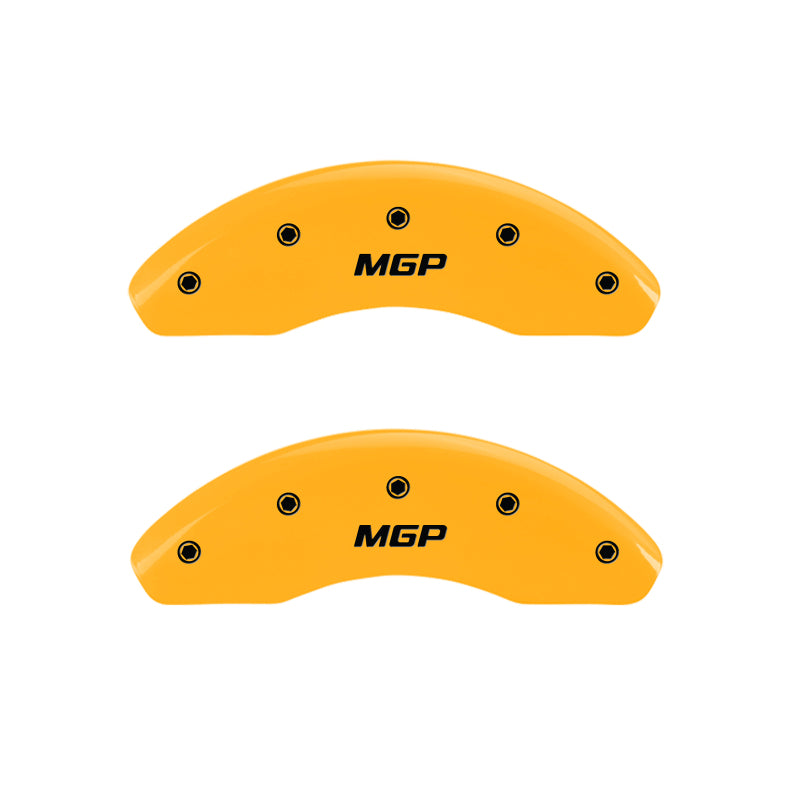 Load image into Gallery viewer, MGP 4 Caliper Covers Engraved Front &amp; Rear MGP Yellow finish black ch

