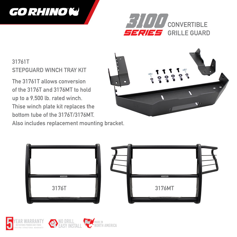 Load image into Gallery viewer, Go Rhino 19-21 Chevrolet Silverado 1500 - 3100 Series StepGuard Winch Tray Kit (Fits 3176T/3176MT)
