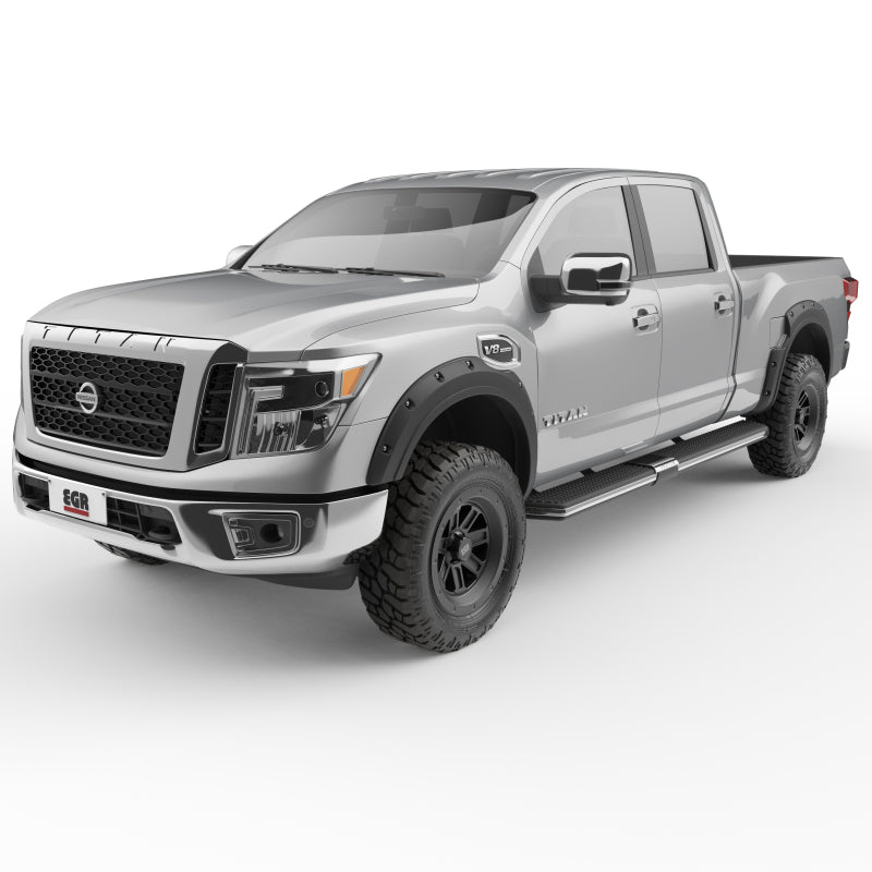 Load image into Gallery viewer, EGR 17-23 Nissan Titan Traditional Bolt-On Look Fender Flareswith Fender Badge Set Of 4
