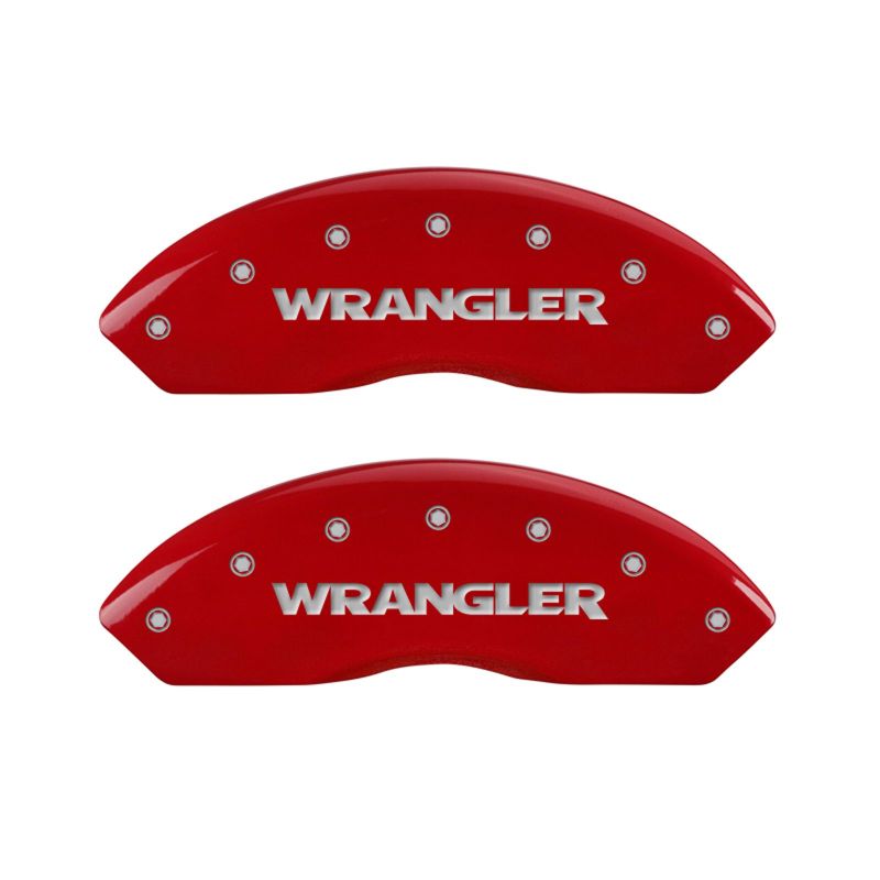 Load image into Gallery viewer, MGP 4 Caliper Covers Engraved Front &amp; Rear Hemi Red finish silver ch
