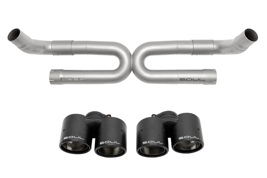 SOUL 17-19 Porsche 991.2 Carrera (non-PSE) Perf. Exhaust w/o Drone Tubes - Base - CF Tips
