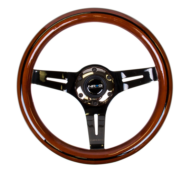 Load image into Gallery viewer, NRG Classic Wood Grain Steering Wheel (310mm) Dark Wood &amp; Black Line Inlay w/Blk Chrome 3-Spoke Ctr.
