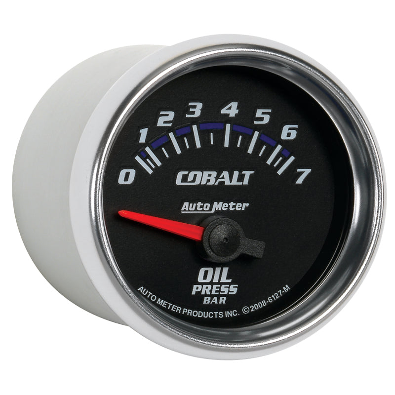 Load image into Gallery viewer, Autometer Cobalt 52mm 0-7 BAR Short Sweep Electric Oil Pressure Gauge

