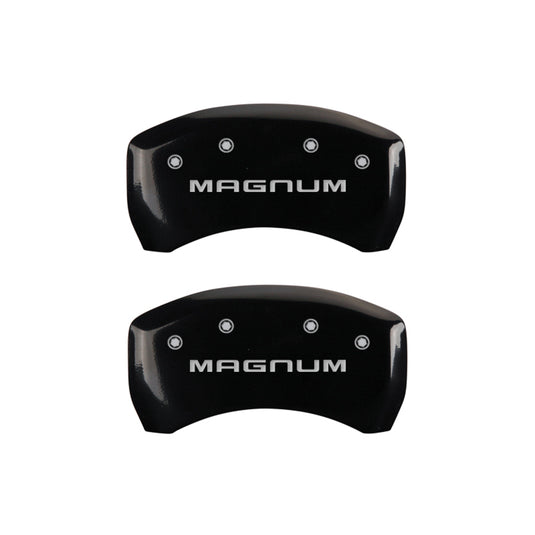 MGP 4 Caliper Covers Engraved Front & Rear Magnum Black finish silver ch