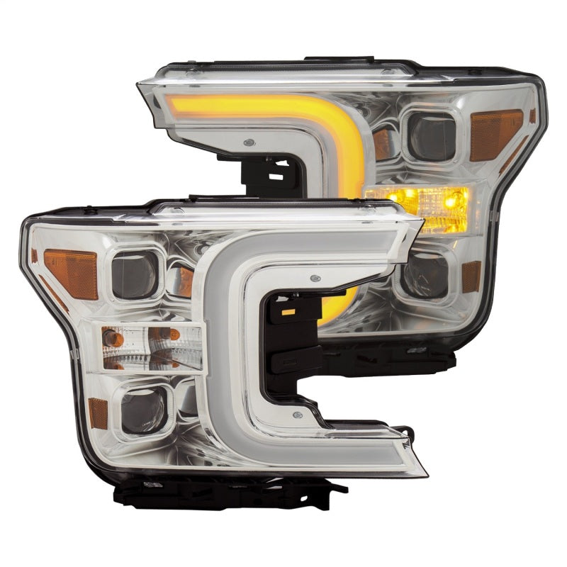 Load image into Gallery viewer, ANZO 18-19 Ford F-150 Projector Headlights w/Plank Style Switchback Chrome w/Amber
