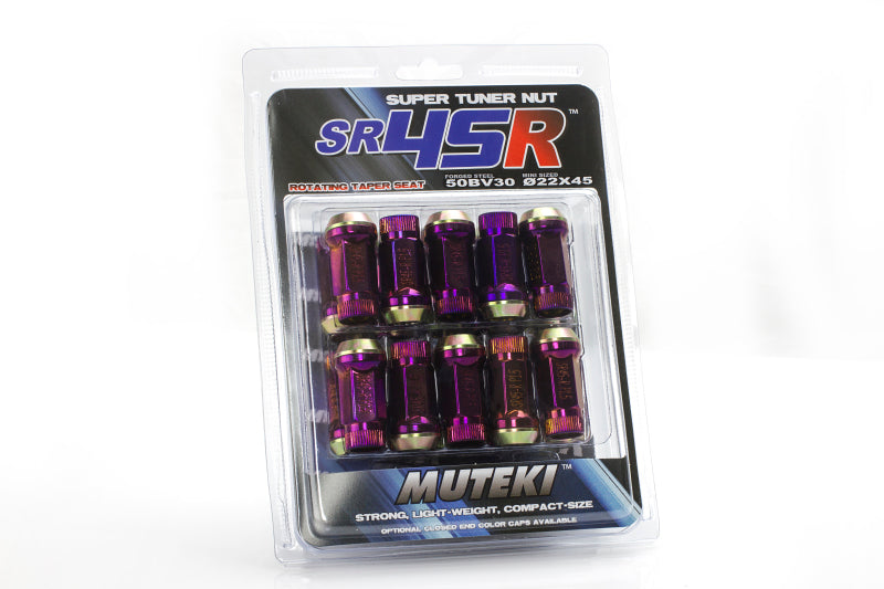 Load image into Gallery viewer, Wheel Mate Muteki HR38 Open End Lug Nuts 12x1.50 Black Chrome / Yellow Ring
