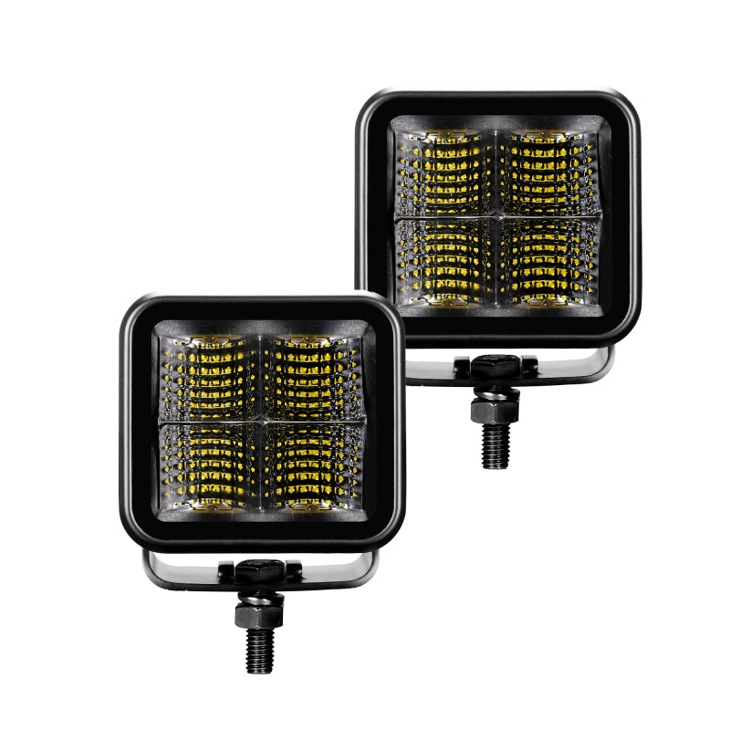 Load image into Gallery viewer, Go Rhino Xplor Blackout Series Cube LED Flood Light Kit (Surface/Threaded Stud Mnt) 2x2 - Blk (Pair)
