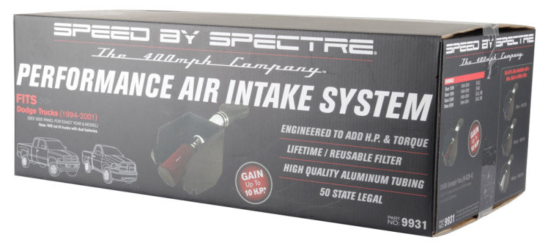 Load image into Gallery viewer, Spectre 94-01 Dodge RAM 1500/2500 V8-5.2/5.9L F/I Air Intake Kit - Polished w/Red Filter
