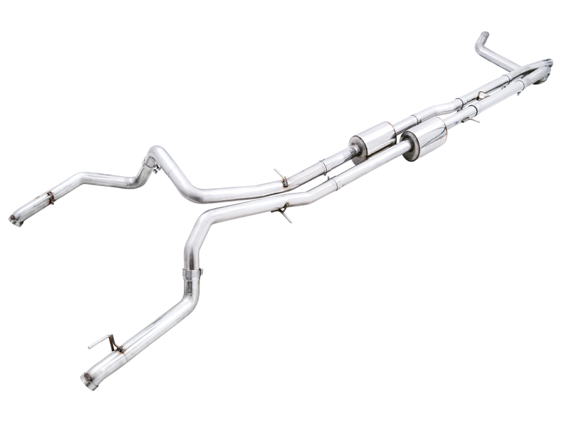 Load image into Gallery viewer, AWE Tuning 22-23 GMC Sierra 1500 AT4X 6.2L 0FG Catback Split Dual (Flat Bumper) - Bashguard(No Tips)
