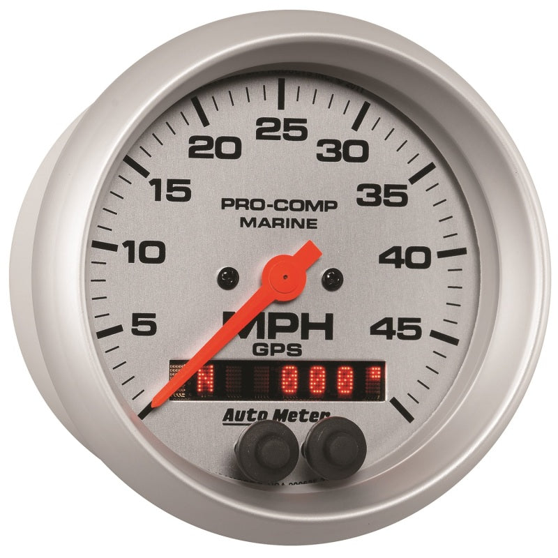 Load image into Gallery viewer, Autometer Marine Silver Ultra-Lite 3-3/8in 50MPH GPS Speedometer Gauge
