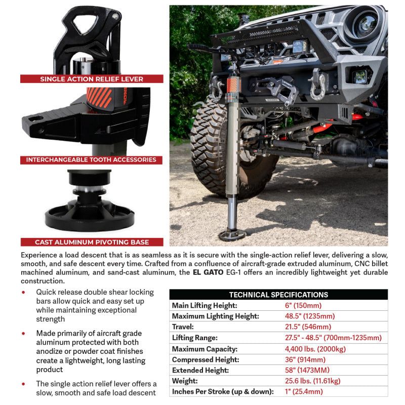 Load image into Gallery viewer, Go Rhino Xventure Gear EG1 El Gato Hydraulic Jack - Graphite
