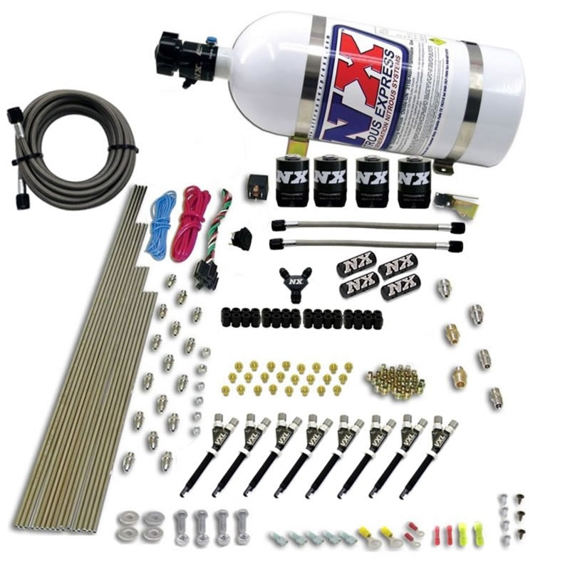 Load image into Gallery viewer, Nitrous Express 8 Cyl VXL Direct Port 4 Solenoids Nitrous Kit (200-500HP) w/10lb Bottle
