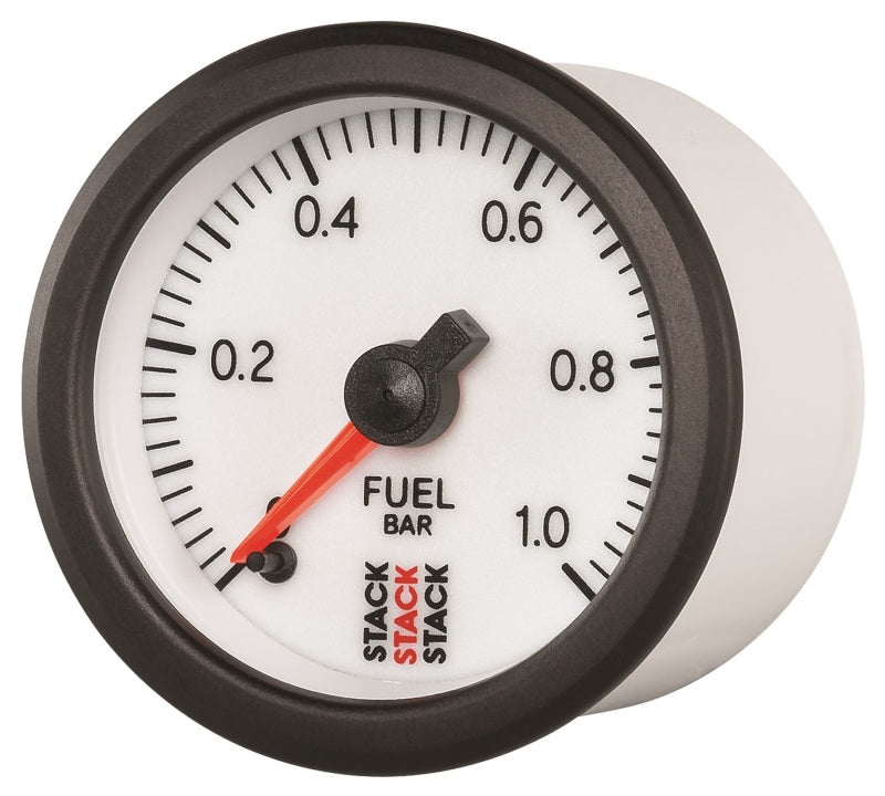 Load image into Gallery viewer, Autometer Stack 52mm 0-1 Bar M10 Male Pro Stepper Motor Fuel Pressure Gauge - White
