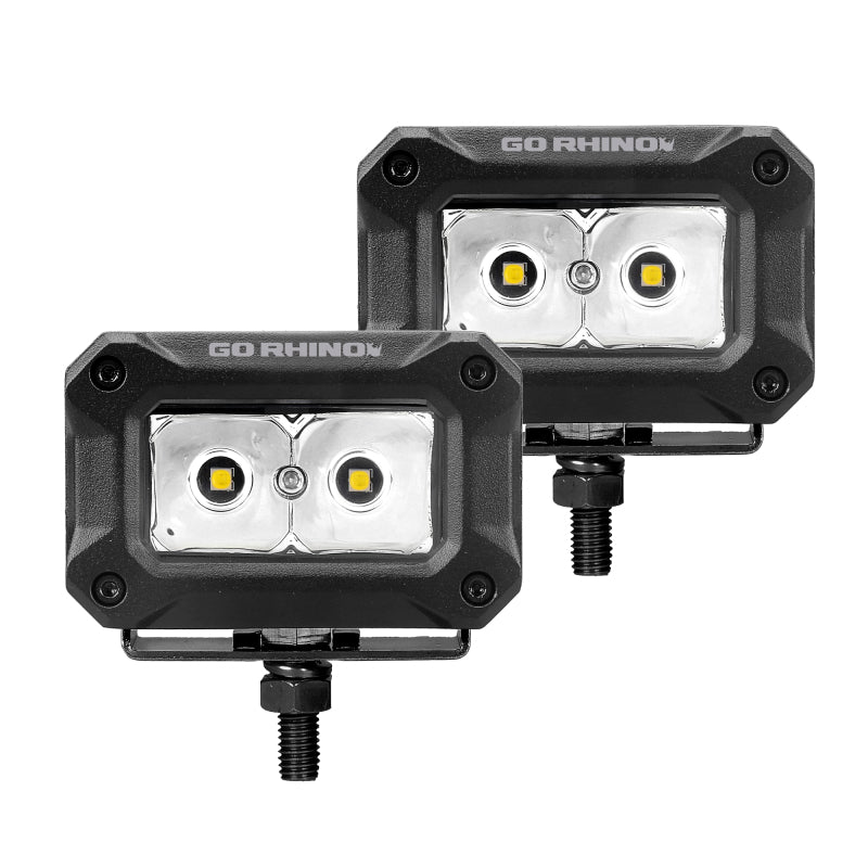Load image into Gallery viewer, Go Rhino Xplor Bright Series Rectangle LED Spot Light Kit (Surface/Thread Stud Mnt) 3x2 - Blk (Pair)
