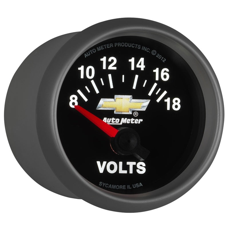 Load image into Gallery viewer, AutoMeter Gauge Voltmeter 2-1/16in. 18V Electric Chevy Gold Bowtie
