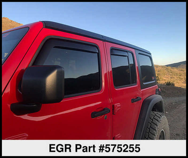 Load image into Gallery viewer, EGR 2018 Jeep Wrangler JL SlimLine In-Channel WindowVisors Set of 4 - Matte Black
