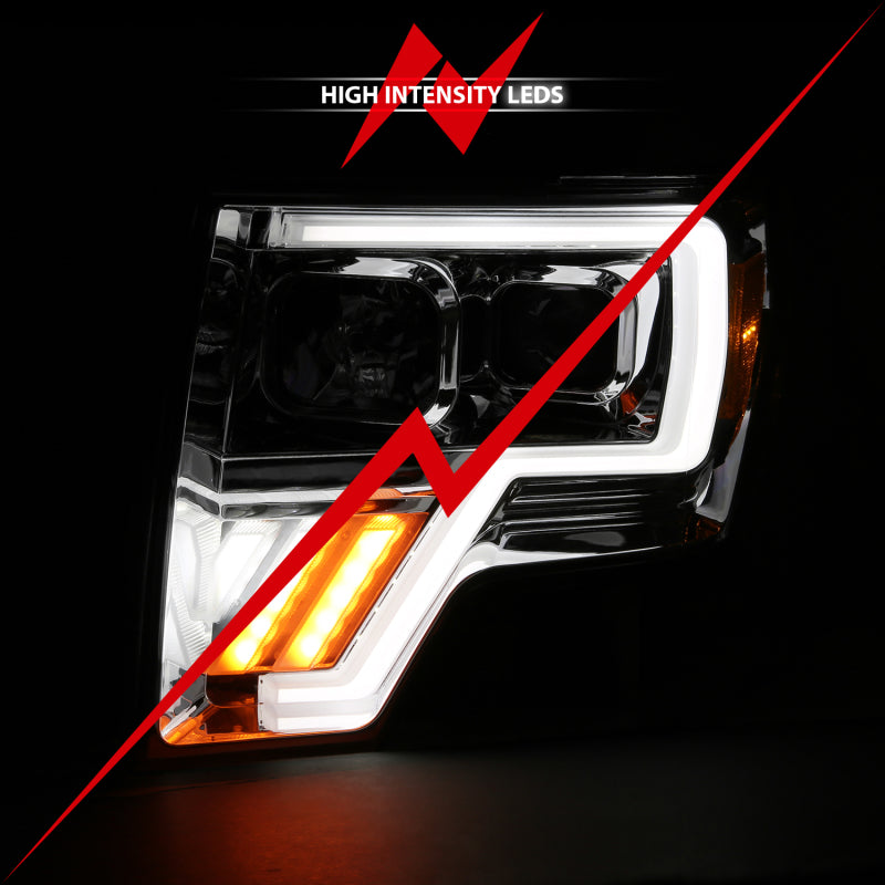 Load image into Gallery viewer, ANZO 2009-2013 Ford F-150 Projector Light Bar G4 Switchback H.L. Chrome Amber
