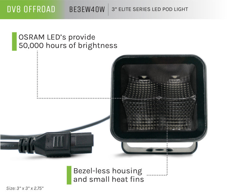 Load image into Gallery viewer, DV8 Offroad 3in Cube LED Light 40W Pod Light 5W LED
