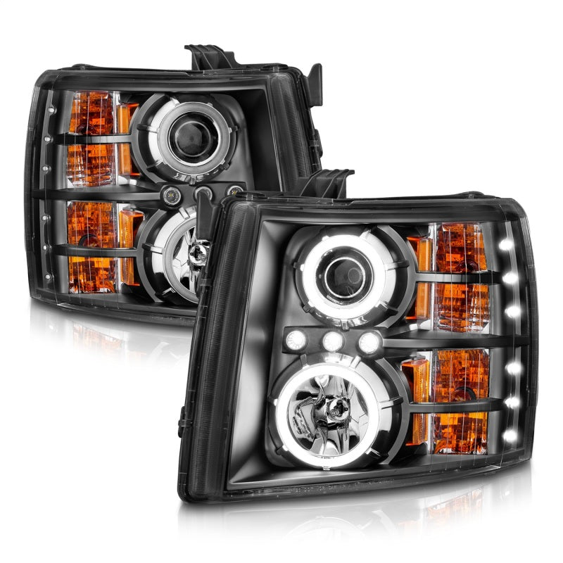 Load image into Gallery viewer, ANZO 2007-2013 Chevrolet Silverado 1500 Projector Headlights w/ Halo Black
