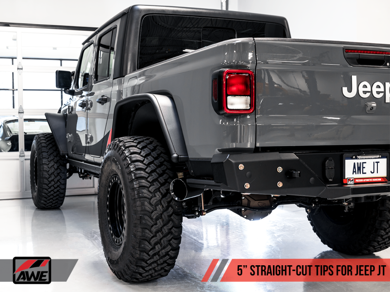 Load image into Gallery viewer, AWE Tuning 2020+ Jeep Gladiator 3.6L Trail-to-Tread (Dual Exhaust) Conversion Kit w/Diamond Blk Tips
