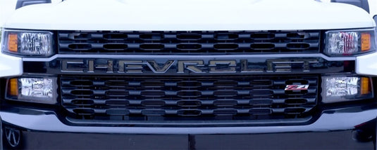 Putco 19-20 Chevy Silverado LD - Grille Letters - Black Platinum Chevrolet Letters