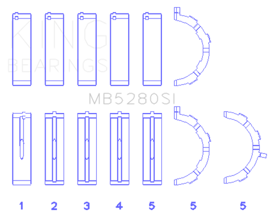 King Engine Bearings Ford 281CI/330CI 4.6L/5.4L V8 (Size +0.5) Main Bearing Set
