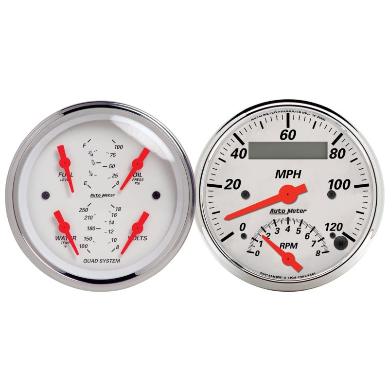 Load image into Gallery viewer, Autometer Arctic White 3-3/8 Quad Gauge and Tach/Speedo Combo
