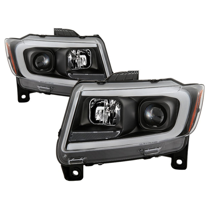 Spyder 11-13 Jeep Grand Cherokee - Light Bar Proj Headlights - Halo Model - Blk - PRO-YD-JGC11-LB-BK