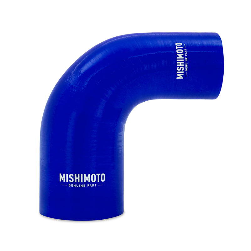 Load image into Gallery viewer, Mishimoto Silicone Reducer Coupler 90 Degree 2.5in to 4in - Blue

