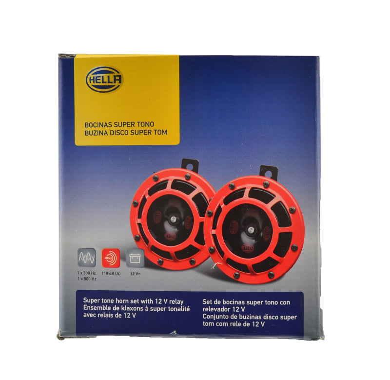 Load image into Gallery viewer, Hella Supertone Horn Kit 12V 300/500HZ Red (003399803 = 003399801)
